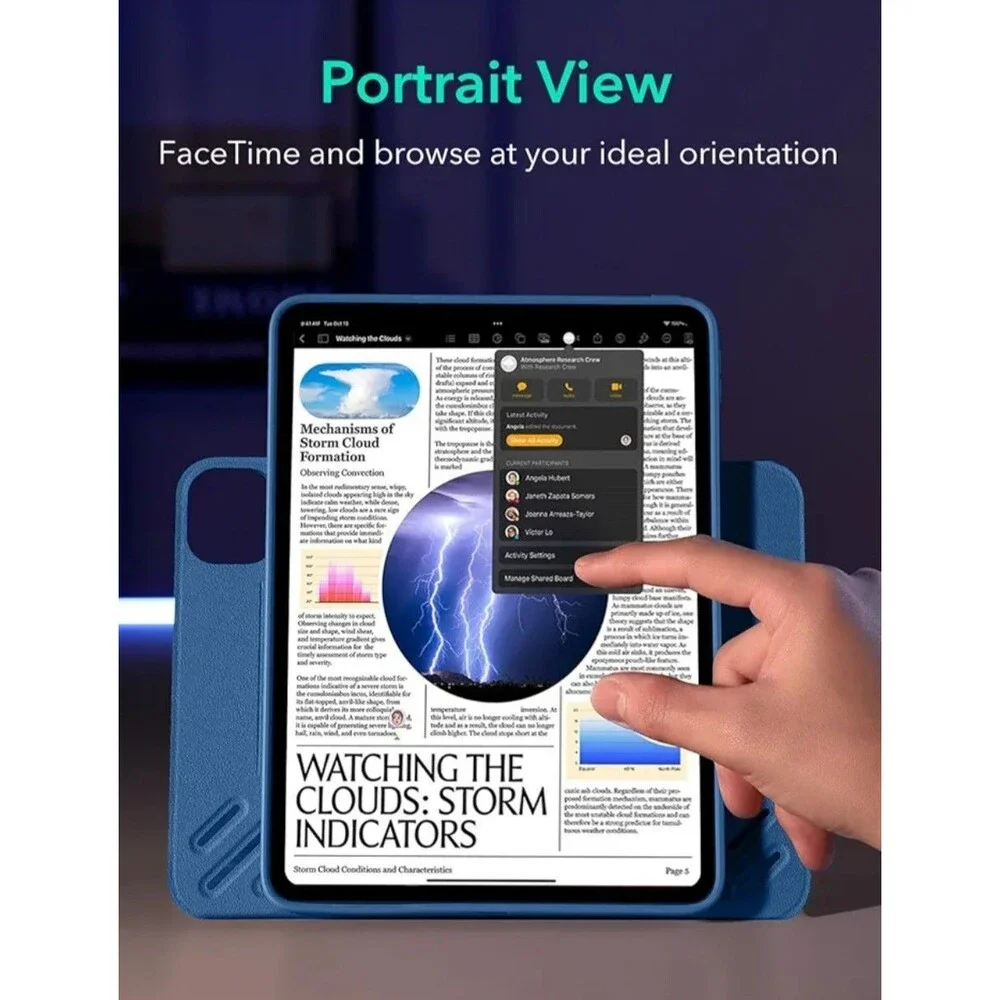 iPad Pro 11 Inch Case (M5/M4) 2025/2024 Rotating Case Removable Blue 9 Angle